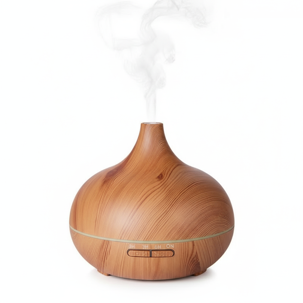 Air Humidifier Aromatherapy Essential Oil Diffuser Wood Grain 500ml Ultrasonic Remote Control 7 Color Lights For Home Bedroom ﻿